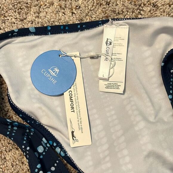 NWT Cupshe Navy Blue Dream Space 2 Piece Bikini Large - Picture 11 of 13